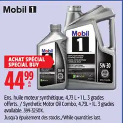 Canadian Tire MOBIL 1 Synthetic Motor Oil Combo, 4.73L + 1L offer