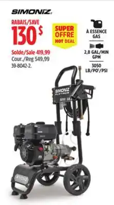 Canadian Tire SIMONIZ GAS 2.8 MIN GPM 3050 LB/PO2/PSI offer