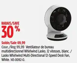 Canadian Tire Lasko Whirlwind Multi-Directional 12-Speed Desk Fan, White offer