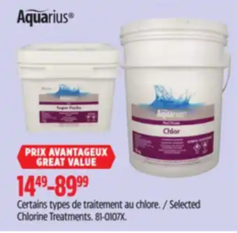 Canadian Tire AQUARIUS Selected Chlorine Treatments offer