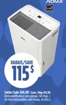 Canadian Tire NOMA 50-Pint Dehumidifier with Pump offer
