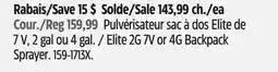 Canadian Tire Elite 2G 7V or 4G Backpack Sprayer offer
