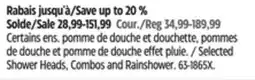 Canadian Tire Moen Selected Shower Heads, Combos and Rainshower offer