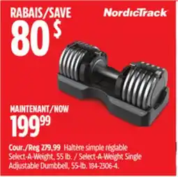 Canadian Tire Select-A-Weight Single Adjustable Dumbbell, 55-lb offer