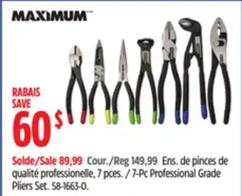 Canadian Tire MAXIMUM 7-Pc Professional Grade Pliers Set offer