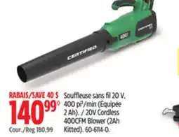Canadian Tire Souffleuse sans fil 20 V, 400 pi³/min (Equipée 2 Ah) offer