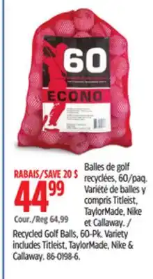 Canadian Tire Recycled Golf Balls, 60-Pk. Variety includes Titleist, TaylorMade, Nike & Callaway offer