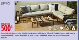 Canadian Tire Baffin Conversation Set, 9-Pc, 6 chairs, 2 side tables coffee table and a custom fit cover offer