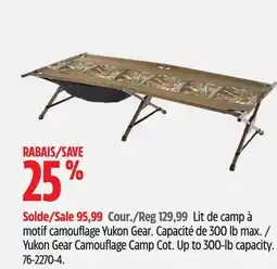 Canadian Tire Yukon Gear Camouflage Camp Cot offer