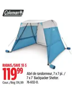 Canadian Tire 7 x 7´ Backpacker Shelter./Abri de randonneur, 7 x 7 pi offer