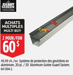 Canadian Tire Smart Screen 20´ Aluminum Gutter Guard System offer