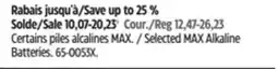 Canadian Tire Selected MAX Alkaline Batteries offer