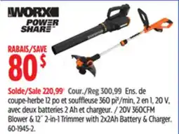 Canadian Tire 20V 360CFM Blower & 12 2-in-I Trimmer with 2x2Ah Battery & Charger offer