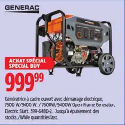 Canadian Tire Generac Open-Frame Generator, Electric Start offer