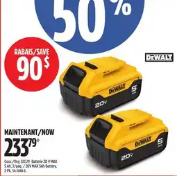 Canadian Tire Dewalt 20v max lithium battery pack with led fuel gauge offer