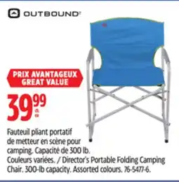 Canadian Tire OUTBOUND Director's Portable Folding Camping Chair. 3 offer