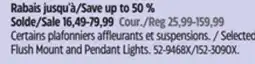 Canadian Tire NOMA Selected Flush Mount and Pendant Lights offer