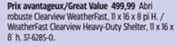 Canadian Tire WeatherFast Clearview Heavy-Duty Shelter, 11 x 16 x 8´ h offer