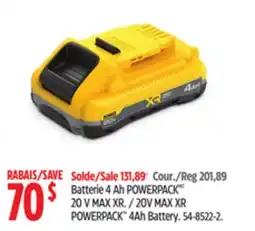 Canadian Tire 20 V MAX XR POWERPACK 4Ah Battery offer