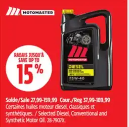 Canadian Tire Selected Diesel, Conventional and Synthetic Motor Oil offer