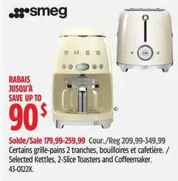 Canadian Tire Smeg Selected Kettles, 2-Slice Toasters and Coffeemaker offer