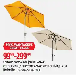 Canadian Tire Selected CANVAS and For Living Patio Umbrellas offer