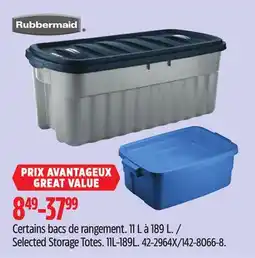 Canadian Tire Rubbermaid Selected Storage Totes offer