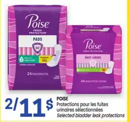 Uniprix POISE Protections pour les fuites urinaires sélectionnées, Selected bladder leak protections offer