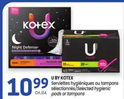 Uniprix U BY KOTEX Serviettes hygiéniques ou tampons sélectionnés/Selected hygienic pads or tampons offer