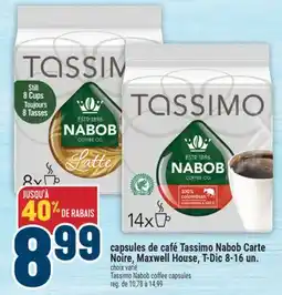 Marché Adonis CAPSULES DE CAFÉ TASSIMO NABOB CARTE NOIRE, MAXWELL HOUSE, T-DIC | TASSIMO NABOB COFFEE CAPSULES offer