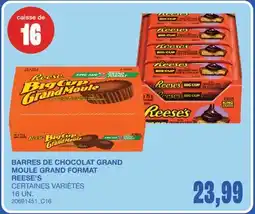 Wholesale Club BARRES DE CHOCOLAT GRAND MOULE GRAND FORMAT REESE'S, 16 UN offer