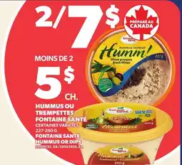 Provigo HUMMUS OU TREMPETTES FONTAINE SANTÉ, 227-260 G | FONTAINE SANTÉ HUMMUS OR DIPS offer
