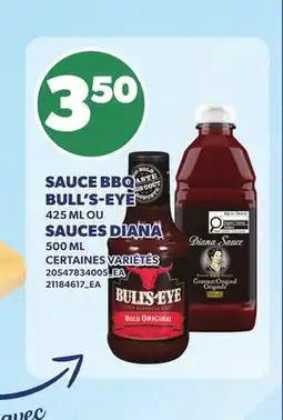 Provigo SAUCE BBQ BULL'S-EYE, 425 ML OU SAUCES DIANA, 500 ML offer