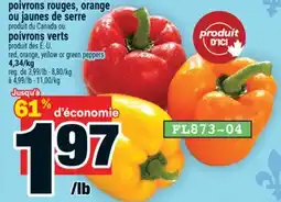Super C poivrons rouges, orange ou jaunes de serre offer