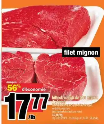 Bifteck ou rôti de filet mignon de boeuf