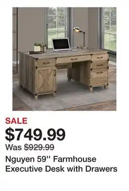 Wayfair Nguyen 59'' Farmhouse Executive Desk with Drawers offer