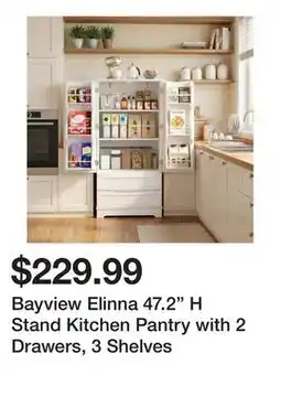 Wayfair Bayview Elinna 47.2 H Stand Kitchen Pantry with 2 Drawers, 3 Shelves offer