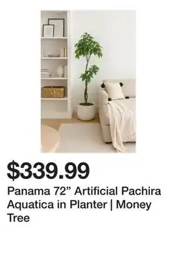 Wayfair Panama 72 Artificial Pachira Aquatica in Planter | Money Tree offer