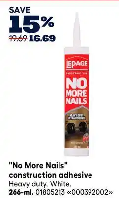 RONA LEPAGE 266-ml No More Nails construction adhesive offer
