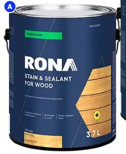 RONA Sizes of RONA stain an specialty paint, 3.7-L, stain and sealant for wood offer