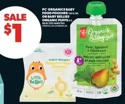 Real Canadian Superstore PC ORGANICS BABY FOOD POUCHES, 128 G/ML OR BABY BELLIES ORGANIC PUFFS, 8 G offer