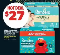 Real Canadian Superstore PAMPERS SUPER BIG PACK DIAPERS, SIZE N - 8, 32-120' S offer