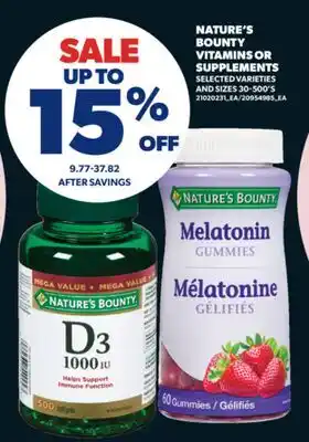 Real Canadian Superstore NATURE'S BOUNTY VITAMINS OR SUPPLEMENTS, 30-500'S offer