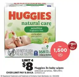 Real Canadian Superstore HUGGIES 3X BABY WIPES, 168-216' S offer
