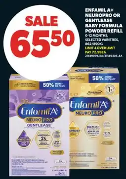 Real Canadian Superstore ENFAMIL A + NEUROPRO OR GENTLEASE BABY FORMULA POWDER REFILL, 862/890 G offer