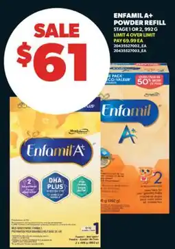 Real Canadian Superstore ENFAMIL A+ POWDER REFILL STAGE 1 OR 2, 992 G offer