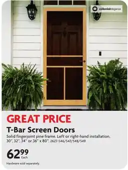 Home Hardware T-Bar Screen Doors offer
