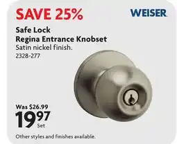 Home Hardware Safe Lock Regina Entrance Knobset offer