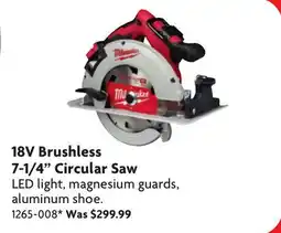 Home Hardware 18V Brushless 7-1/4 Circular Saw offer