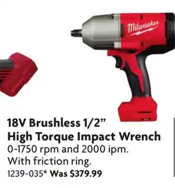 Home Hardware 18V Brushless 1/2 High Torque Impact Wrench offer